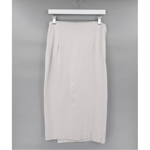 Aritzia Babaton Midi Skirt Womens 10 Cream Wrap Button Asymmetrical Soft Girl - Picture 6 of 13